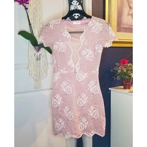 Like New Storia Lace Flower Mini Dress in Dusty Rose